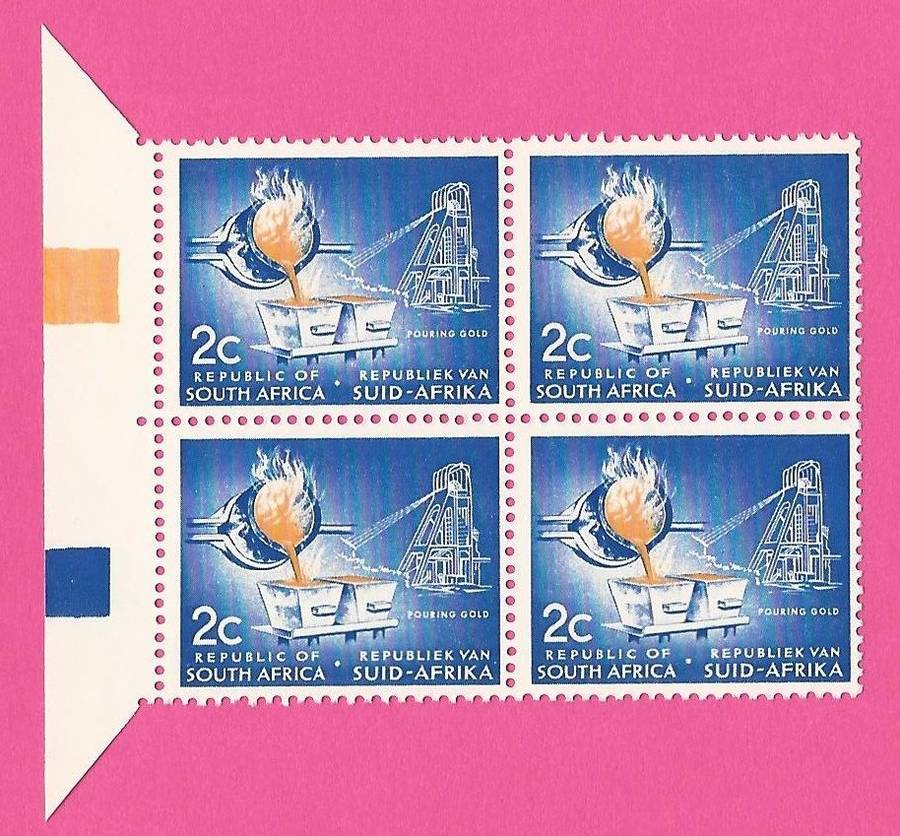 RSA 1st Definitive SACC316a Block of 4 with colour blocks