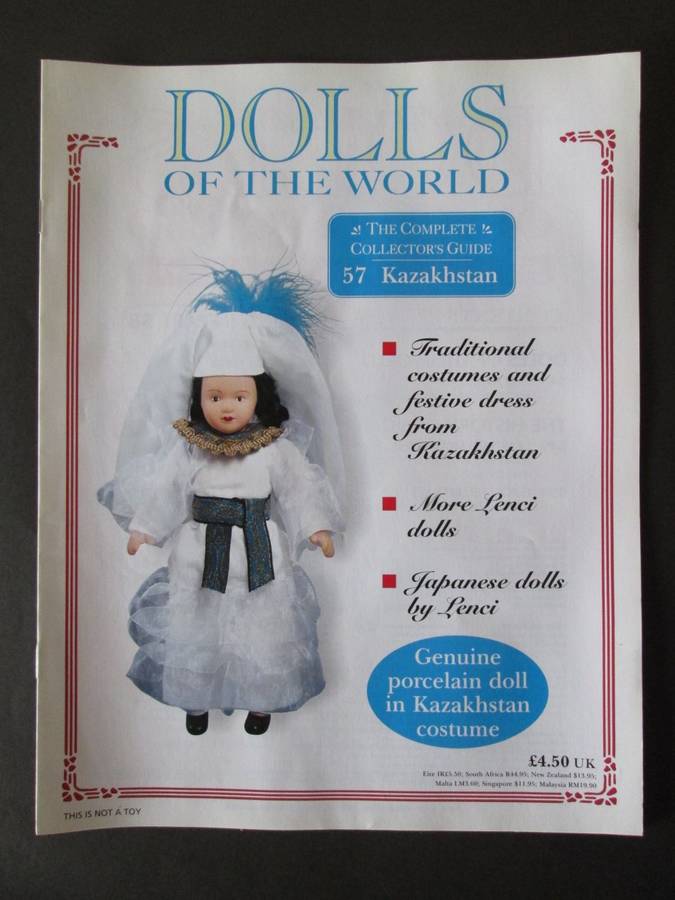 Dolls of The World- No 57- Porcelain Doll- Kazakhstan- Kazakhstan Costume + Collector's Guide