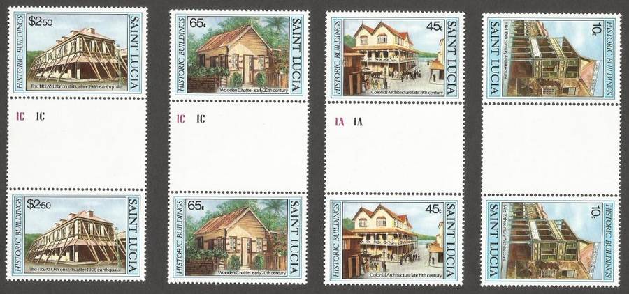 St. Lucia 1984 Historic Buildings MNH Gutter pairs