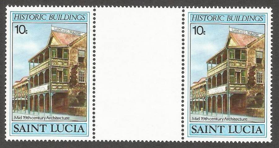 St. Lucia 1984 Historic Buildings MNH Gutter pairs