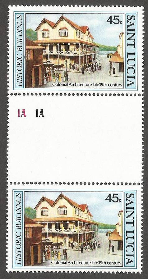 St. Lucia 1984 Historic Buildings MNH Gutter pairs