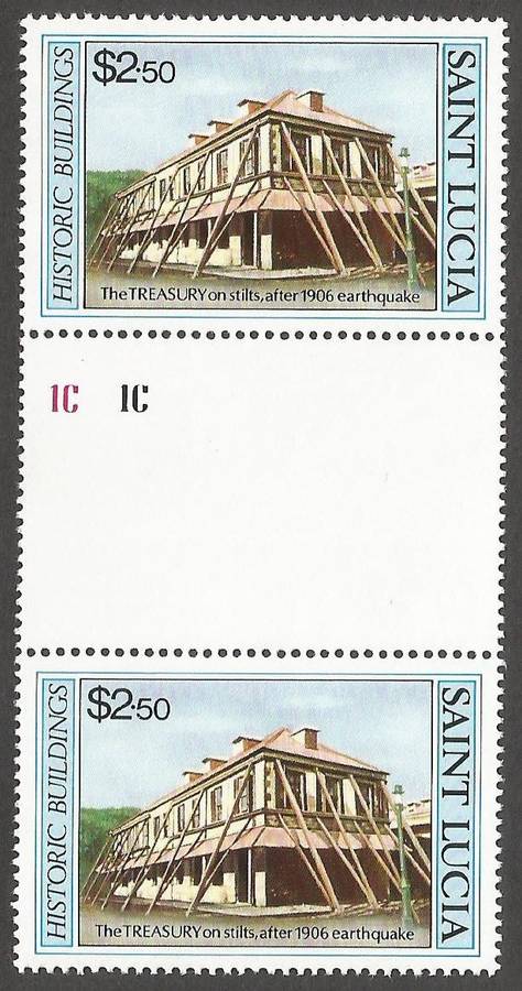 St. Lucia 1984 Historic Buildings MNH Gutter pairs