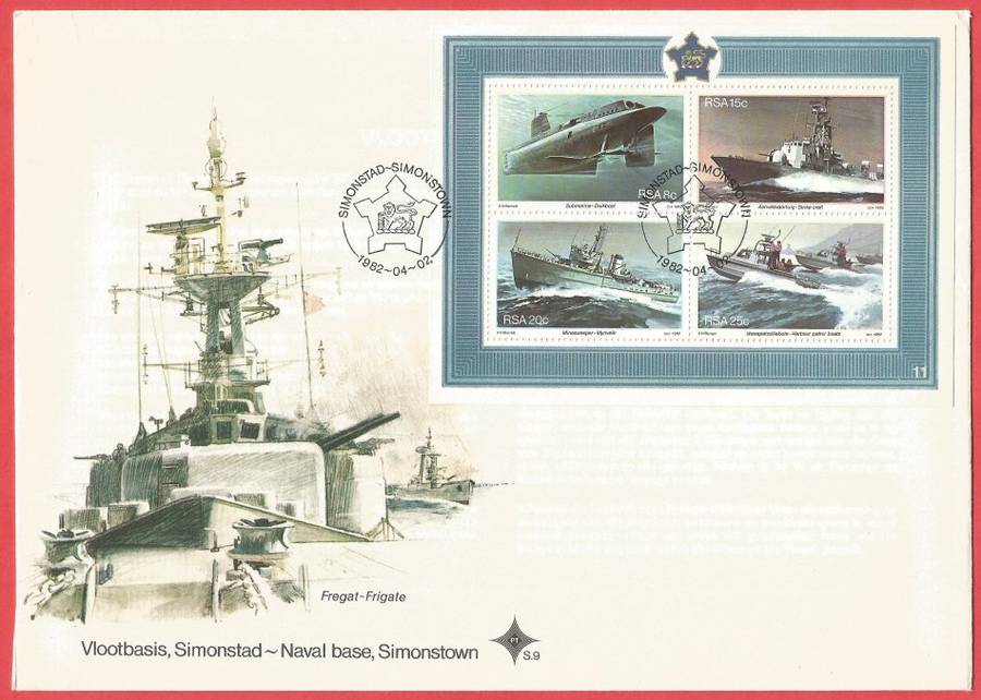 RSA- FDC(Large) - S9 M/S - Anniversary of Simonstown-1982- Used-Postmark-Cancel-Simonstown