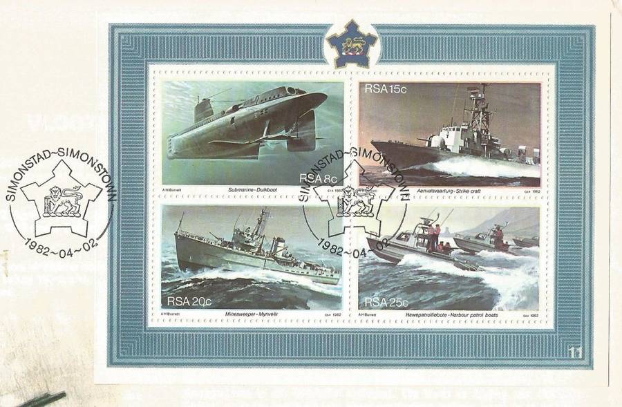 RSA- FDC(Large) - S9 M/S - Anniversary of Simonstown-1982- Used-Postmark-Cancel-Simonstown