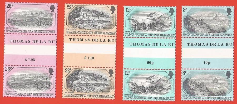 Bailiwick of Guernsey 1982 Old Copperplate II -MNH-Gutter Set-Thematic-Scenery-History