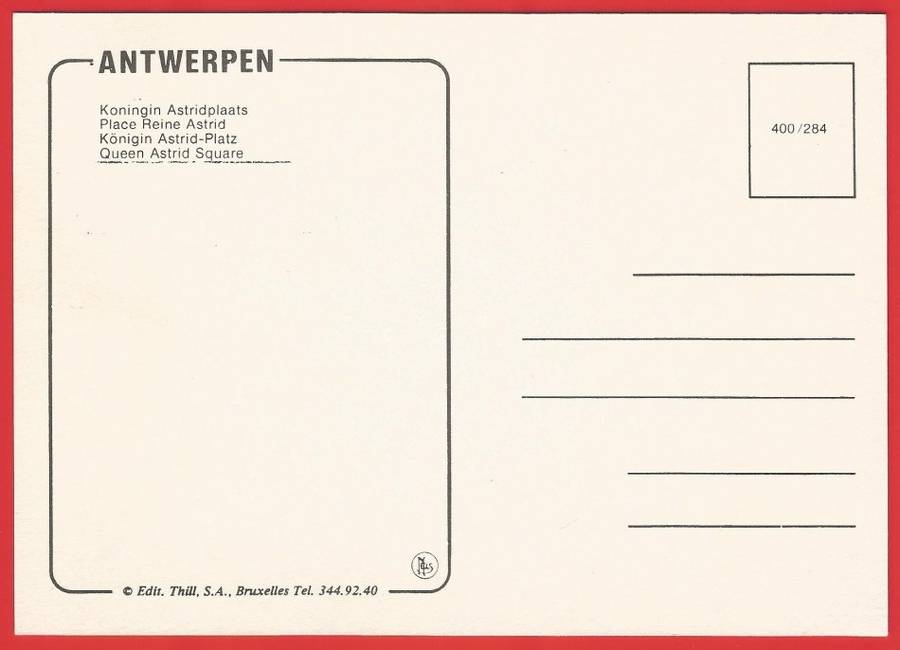 Postcard- Post Card- Unused - Belgium - Queen Astrid Square