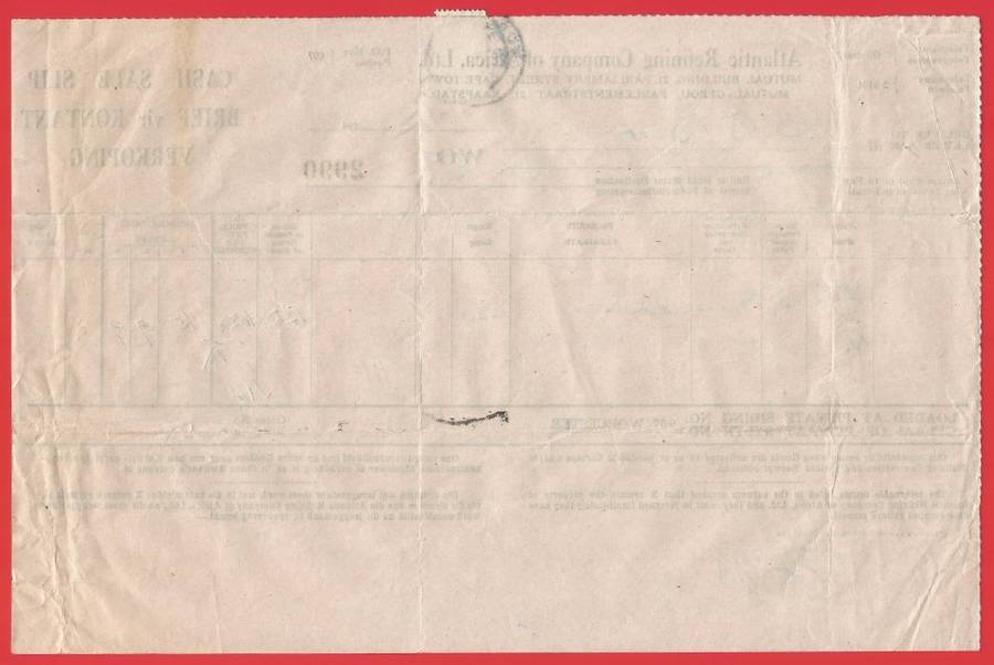 Union of SA-Atlantic Refining Company Of Africa Ltd(BP)-Cash Sale Slip-No 2990-Cancel-Postmark