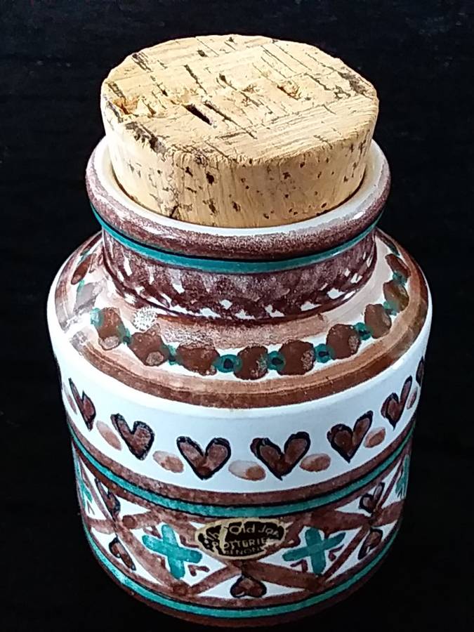 Brown- Pottery-Coffee Container. Cork lid