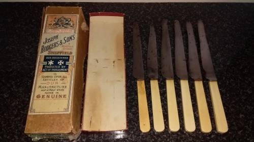 Joseph Rodgers and Sons BOX -SHEFFIELD-Cutlery-6 x Knives-Collectable-Vintage