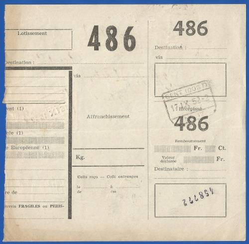 1985 -Belgium  Remboursement Document - No486