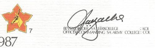 RSA-S A Army-FDC-Cover-No7-Signed-1987-SA Army College-No542of6000-Thematic-Army-Military