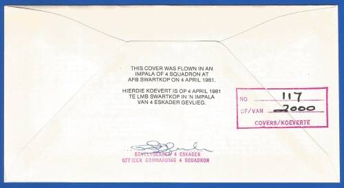 South African Air Force-FDC-Cover-No7-Signed-1981-No117of2000-Thematic-Military-Plane-Air Force