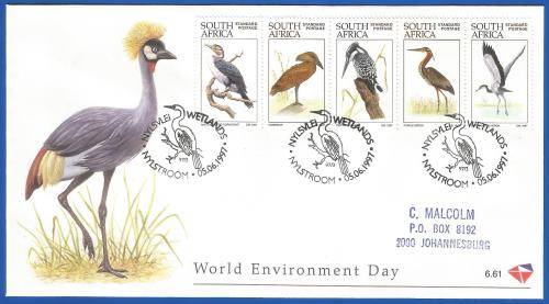 RSA-World Environment Day-SACC6.61+6.62-1997-FDC-Cover-Addressed-Thematic-Waterbirds