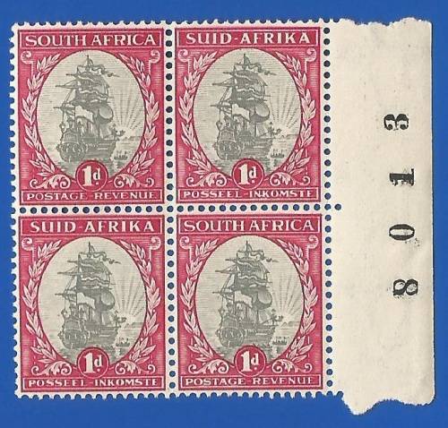 Union of South Africa-MNH-SACC56 Black Sheet numbers -Thematic-Transport-Ship