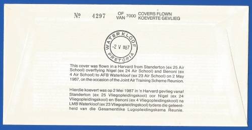 South African Air Force-FDC-No29c-1987-No 4297 of 7000-Thematic-Military-Plane-Air Force