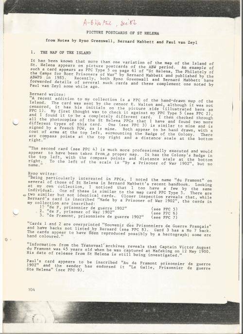 Reference Material-Philately-Boer war-St Helena-Picture Postcards-4xPages-ENG-History-Photocopies