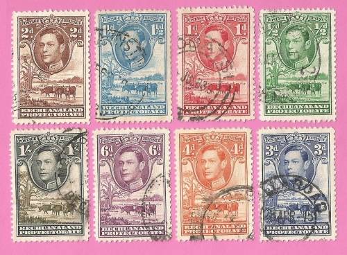 Bechuanaland Protectorate-Used-1938-SACC113-120-Postage-Revenue Issue KGVI-Thematic-Famous Person