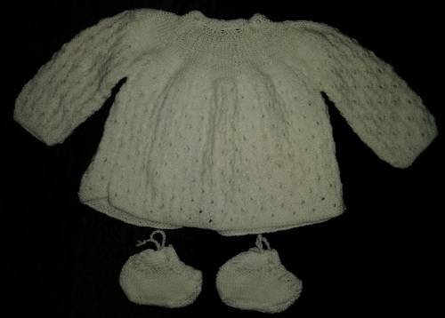 Handmade White Christening Jacket & Booties for Newborn