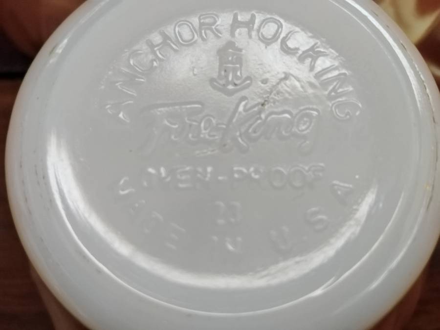 Fire-King Glass 1950s Vintage Anchor Hocking Peach Lusterware 3 x Teacups