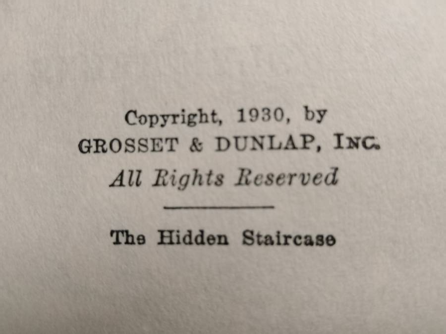 The Hidden Staircase - Carolyn Keene. Nancy Drew - 1930 214 pages No Dust Jacket
