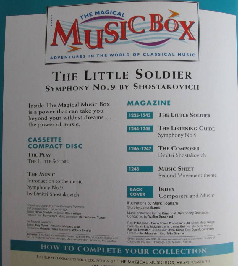 1996-Collectible-The Magical Music Box-No52-Magazine + CD. The Little Soldier. Sold As Is.