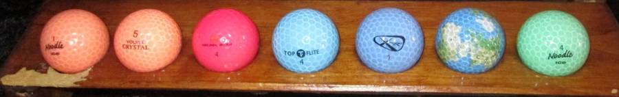 Sport-Golf Ball Collection-Memorabilia Homemade Stand with 35 Golf Balls from different competitions