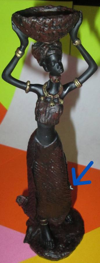 Home Decor-Collectable African Female Figure made from Resin-Chipped.