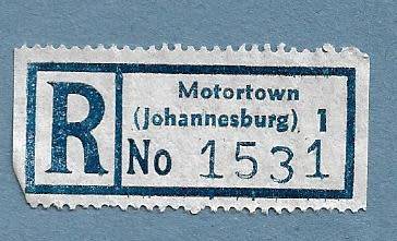 Registration Label-Motortown Johannesburg 1-R 1531