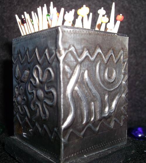 "One of a kind" Toothpic Holder - Handcrafted by Hanli barnard - Pewter Metal finish