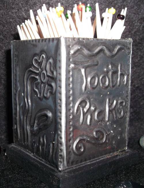 "One of a kind" Toothpicks Holder - Handcrafted by Hanli barnard - Pewter Metal finish