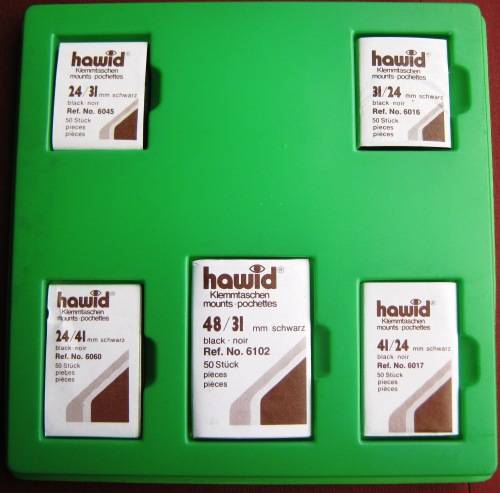 BOX OF HAWID STAMP MOUNTS TO SUIT RSA,SWA AND HOMELAND STAMPS.