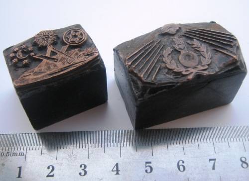 MASONIC PRINTING BLOCKS - THE BEST OFFERED YET - STEEL WITH COPPER PLATES - IDEAL FOR PRINTERS TRAY.