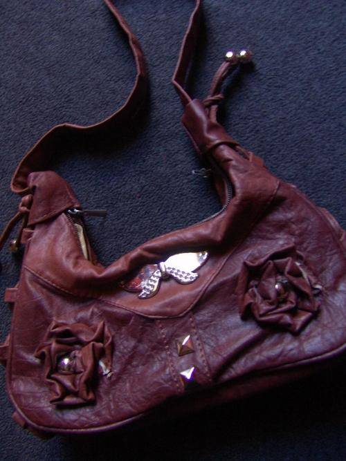 Ladies Brown Handbag + Free Scarf and Beaded Necklace