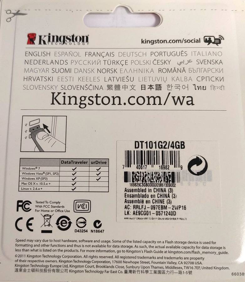 Kingston 4gb USB Flash Drive DataTraveler 101