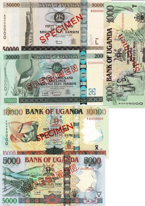 UGANDA speciman set 2003 to 2009 Perfect UNC condition RARE