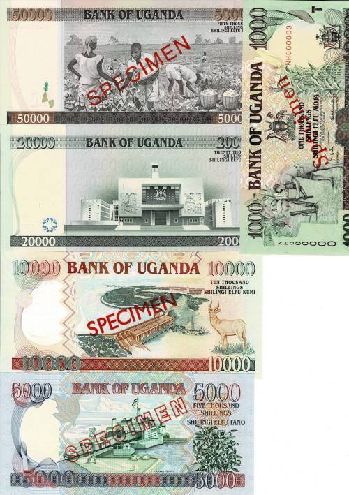 UGANDA speciman set 2003 to 2009 Perfect UNC condition RARE