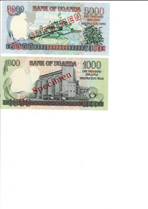 UGANDA speciman set 2003 to 2009 Perfect UNC condition RARE