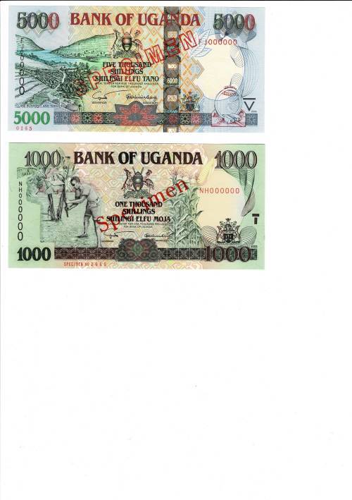 UGANDA speciman set 2003 to 2009 Perfect UNC condition RARE