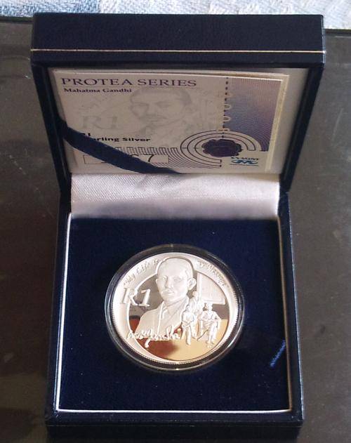 Mahatma Gandhi PROOF silver coin, 2008 with certificate in box