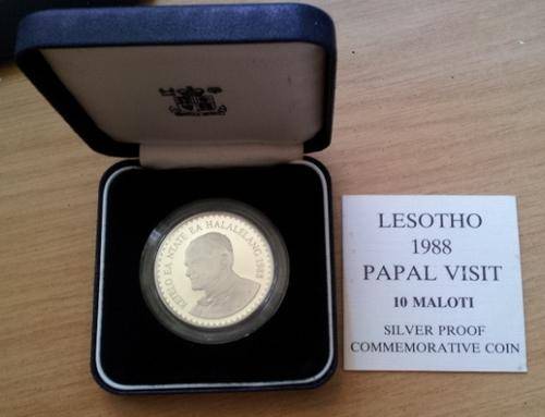 SOLID SILVER 1oz Proof Certified coin from Lesotho year 1988