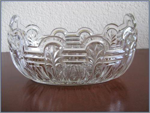 An oval glass bowl. Lovely with flowers!