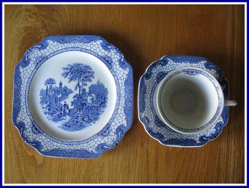 Trio Adams 1930's 'landscape' Blue & White. SMALL CHIP. REDUCED !!! From R150
