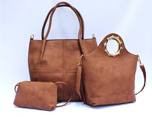 3 Piece Pu Leather Handbag+Shoulder Bag+Purse Set