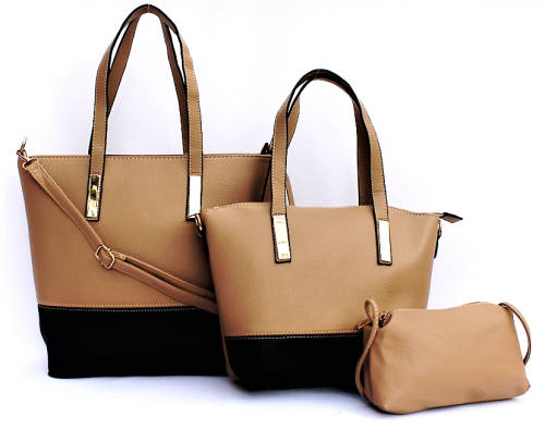 3 Piece Pu Leather Handbag+Shoulder Bag+Purse Set