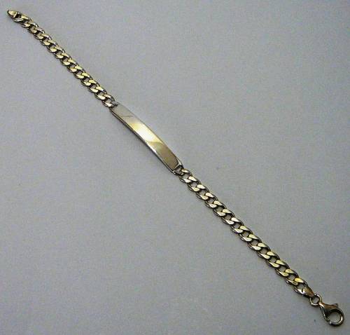 Gents Sterling Silver Bracelet Chain with Name Tag