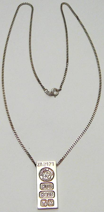 Vintage Sterling Silver Bar Pendant on Silver Chain