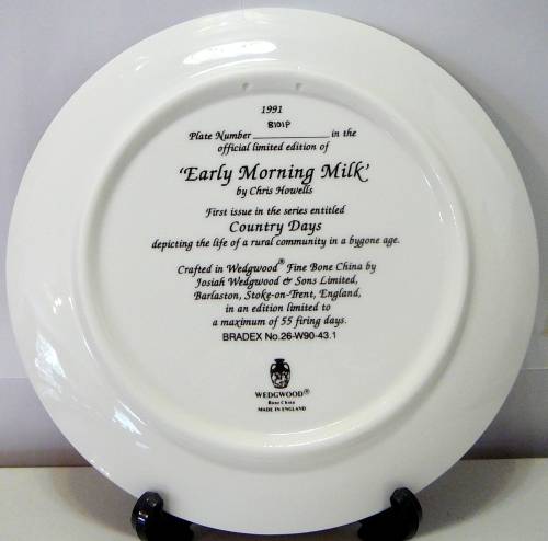'Early Morning Milk' A Limited Edition Collectors Plate from the Series 'Country Days' by Wedgwood