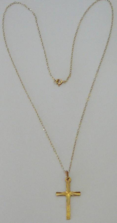 9 ct Gold Cross on 9 ct Fine Gold Chain
