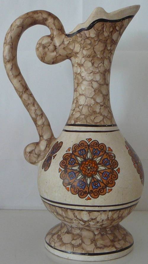 A Tall Hand Painted Majolica Water Jug from SHIRAZ