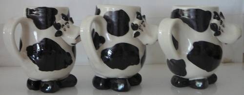 3 Very Cute Hand Made COW Coffee Mugs
